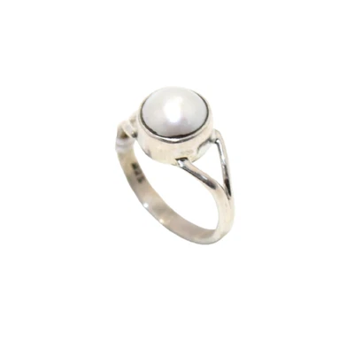 Anillo de plata de ley 925 para mujer perlas de agua dulce piedra preciosa hecho a mano regalo H099 Foto 1 de 4