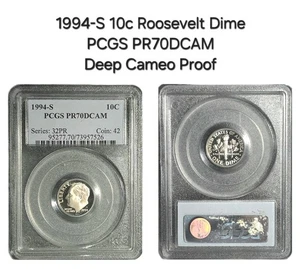 1994-S 10c Roosevelt Dime PCFS PR70DCAM - Picture 1 of 8