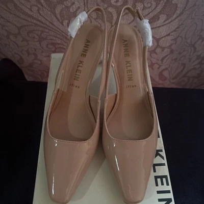 Anne Klein Womens Rosel Patent Square Toe Slingback Heels - Image 1 of 4