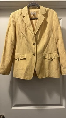 Blazer Talbots Petite 10 P amarillo lino para mujer bolsillos con botones Foto 1 de 4
