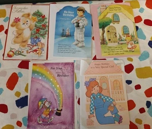 Bundle x 5 VTG Kitsch Greetings Cards 80s Birthday Card Children's Astronaut - Picture 1 of 6