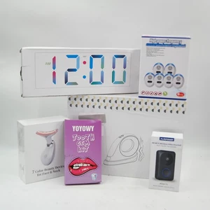 6 PC FAMILY XMAS BUNDLE. WIRELESS VIDEO DOORBELL, TOOTH GEM KIT, LED WALL CLOCK - Picture 1 of 2