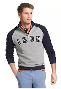 NWT Izod 2XL Tall  1/4 Zip Pull Over Fleece Lined Sweatshirt Navy/Gray  $68.msrp - Picture 1 of 3