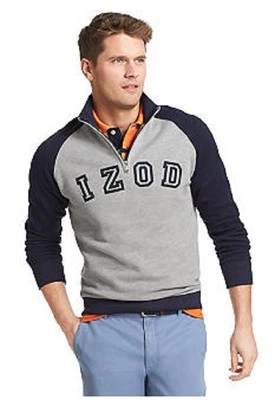 NWT Izod 2XL Tall  1/4 Zip Pull Over Fleece Lined Sweatshirt Navy/Gray  $68.msrp - Image 1 of 3