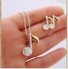 Cute white and gold coloured musical note earrings and necklace set