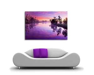 GRAN PUESTA DE SOL PÚRPURA LONA ARTE PARED SOL LUZ SALÓN DORMITORIO IMAGEN IMPRESIÓN - Imagen 1 de 3