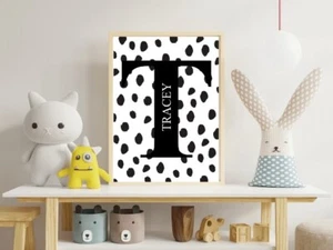 Personalised dalmatian spotty name poster bedroom prints kids gift idea A2 A3 A4 - Picture 1 of 4