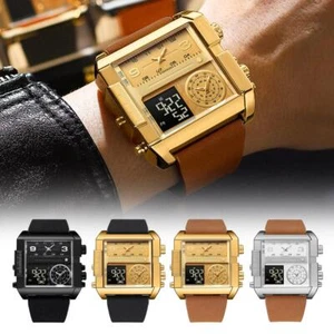 Orologio Sportivo Digitale Quadrato Grande Quadrato,LED Analogico Quarzo Orologio B7U8 L9 Y7P6 - Foto 1 di 23