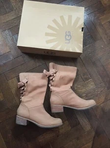 Ugg W Cary Boots 1004872 Leather Corset Back Western Putty Soft⭐️SOLD OUT⭐️ - Picture 1 of 9