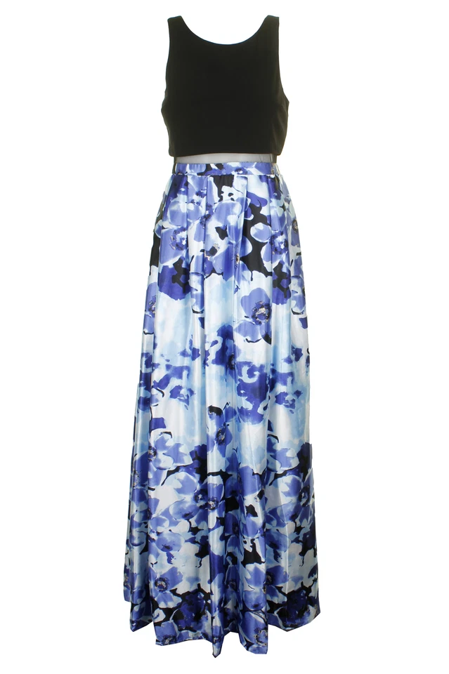 B&a by Betsy and Adam Womens Black Floral Formal Evening Dress Gown 4 BHFO 7498