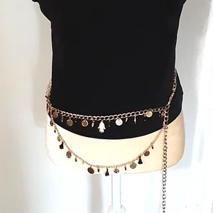Cinturón ajustable Aldo tono dorado Boho mal de ojo encanto 40" - Imagen 1 de 3