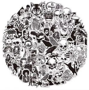 ADESIVI GOTH X 50 SCHELETRI HORROR TESCHI DEATH EMO ECC. - Foto 1 di 5