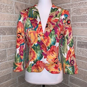 Bandolino Stretch Floral Jacket Blazer Single Button Front Sz 6 Multicolor - Picture 1 of 7