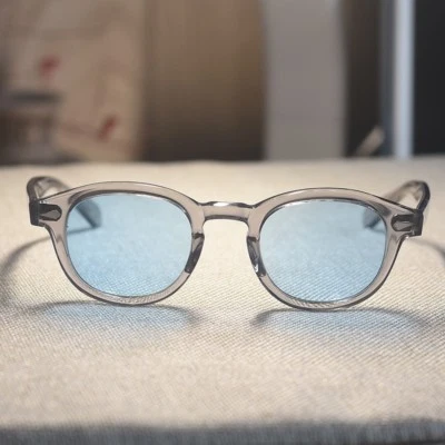 Johnny Depp Gafas De Sol Azul Hombre Cristal Gris Acetato Gafas Azul Claro Lente M Foto 1 de 4