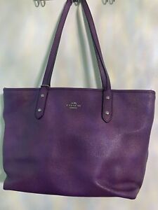 COACH Purple Leather Tote Bag Purse FREE SHIPPING
