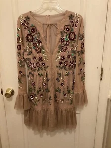 Nude Dress With Sequins & Beads Sz 8-10  - Picture 1 of 9