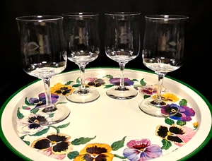 Juego de 4 copas de vino de cristal vintage Lenox DIMENSION en forma de tulipán - Imagen 1 de 9