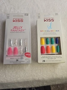 2 Pack Kiss Gel Fantasy Short Glue On Fake Nails Set Bundle - Picture 1 of 2