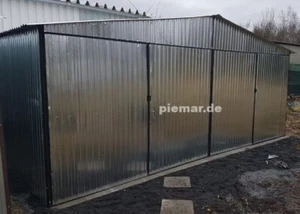 Blechgarage 5x7x2 Doppelgarage Garage Metallgarage mit Aufbau | 12044!! - Bild 1 von 9