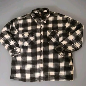Dickies Shacket Mens XL White Black Plaid Fleece Insulated Button Up Jacket - Imagen 1 de 12