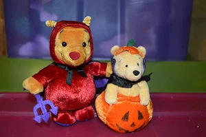 NUEVAS MUÑECAS DE FELPA HALLOWEEN DISNEY WINNIE THE POOH MUY RARAS CALABAZA Y DIABLO - Imagen 1 de 3