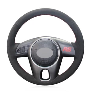 Soft Black Suede Hand-stitched Car Steering Wheel Cover for Kia Forte Soul Rio - Picture 1 of 14