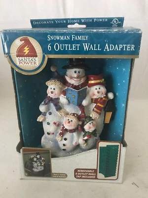 Snowman Handpainted 6 Outlet Wall Adapter Snowman Family New - Image 1 of 3