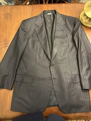 Traje Chaqueta Brioni Nomentano Para Hombres 44R Negro Rayas Lana 2 Botones Italia Foto 1 de 4
