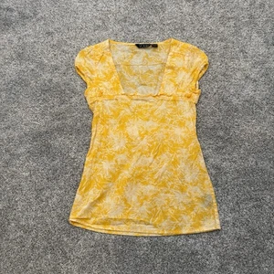 Volcom Babydoll Top XS Abstract Floral Ruffle Coquette Summer Lightweight Beachy - Picture 1 of 8