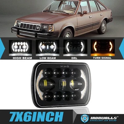 Faro LED 7x6" haz alto/bajo DRL intermitente para Mercury Lynx 1981-1985 1 pieza Foto 1 de 4