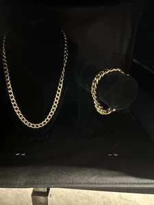 Gold Plated Men’s Chain Neckless And Bracelet - Picture 1 of 6