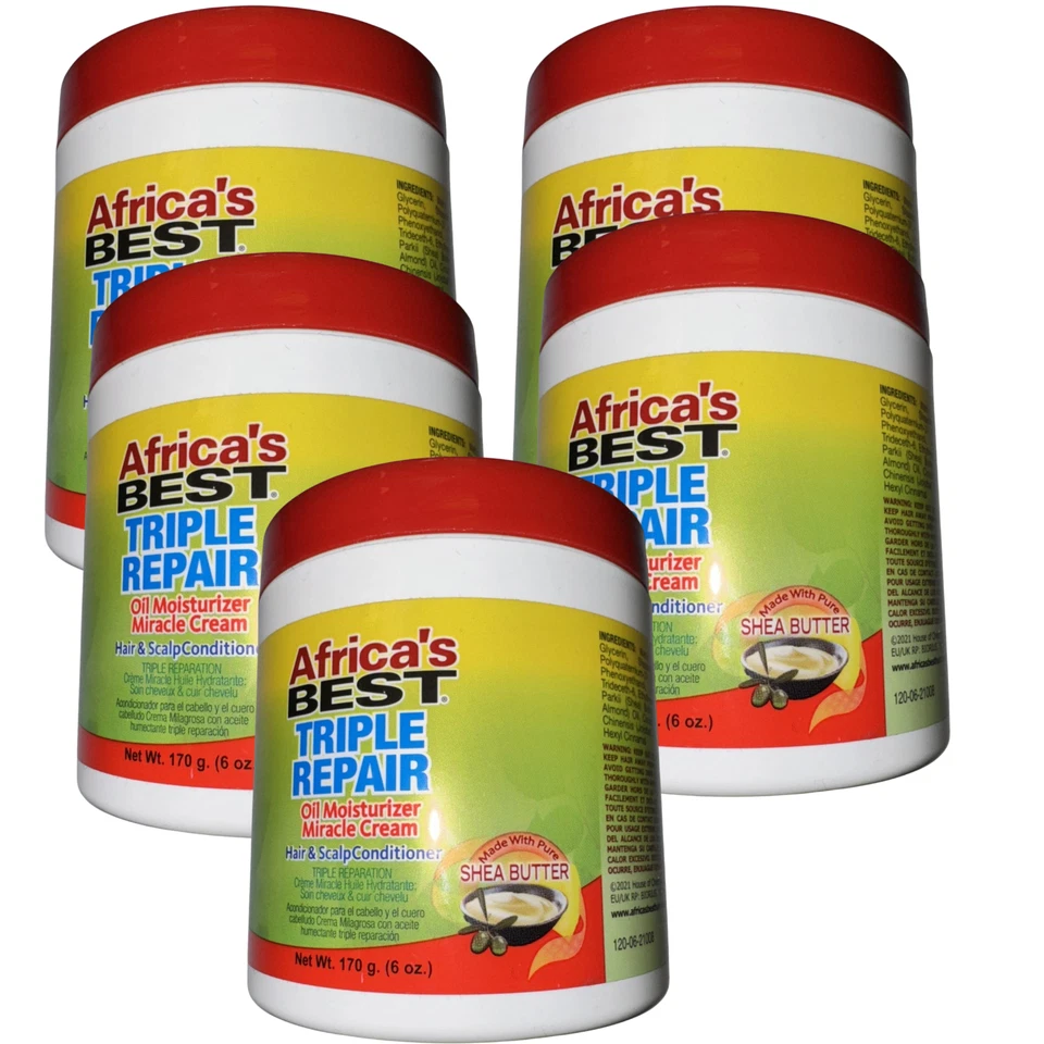 5 Pack TRIPLE REPAIR OIL Africa’s BeHAIR & SCALP CONDITIONER 6OZ Foto 1 de 1