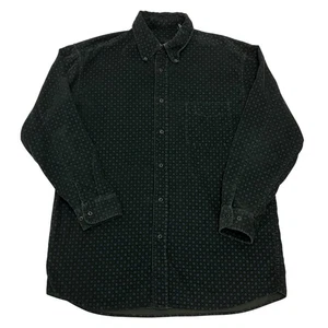 Corduroy Shirt Black Mens Medium 100% Cotton Long Sleeve Retro - Picture 1 of 9