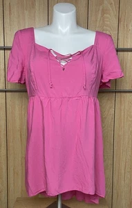 Torrid Women’s Pink Short Sleeve Lace Up Front Tunic Size Torrid 1 - Bild 1 von 5