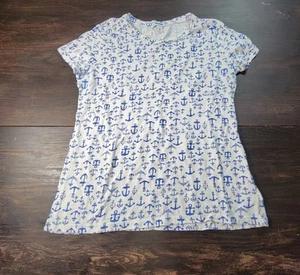 Camisa Manga Corta Old Navy Juniors Azul Y Blanco Patrón Ancla Talla Mediana  - Imagen 1 de 8