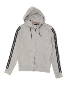 TOMMY HILFIGER Mens Graphic Zip Hoodie Sweater Medium Grey Cotton HP03 - Picture 1 of 5