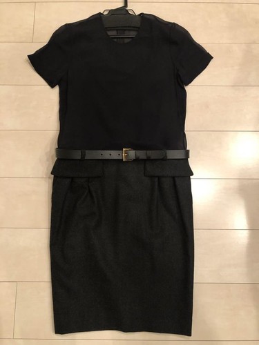 Autentico abito nero Gucci manica corta lana cashmere lunghezza ginocchio donna