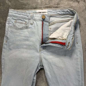 Etienne Marcel Jeans Womens 28 Blue High-Rise Cropped Flare Raw Hem Stretch Boho - Picture 1 of 12