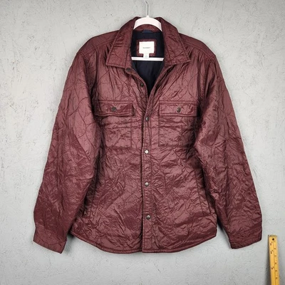 Old Navy Jacket Mens XL Maroon Quilted Nylon Snap Front Puffer Shirt Coat - Image 1 of 4