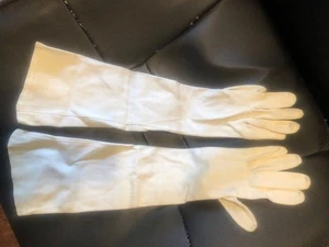 Vintage Wear Right Cotton 17" Gloves White Size 6 1/2 Germany - Picture 1 of 4
