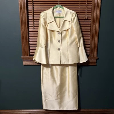 NWT Lily & Taylor Couture Yellow Elegant Church 3 Piece Skirt Suit Size 12 - Image 1 of 4