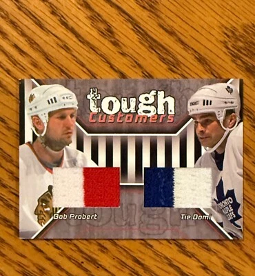 Bob Probert  & Tie Domi 2001-02 ITG Tough Customers dual patch Chicago - Toronto - Image 1 of 2