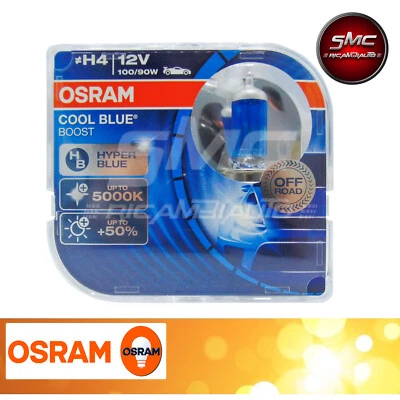 2 Lampade Osram H4 12V 100-90W Lampadine Cool Blue Boost 5000K - 62193CBB-HCB - Imagen 1 de 4