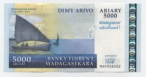 Madagascar 5000 Francs 2007-2012 Pick 94 UNC Uncirculated Banknote - Picture 1 of 2
