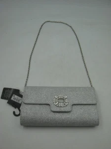 NEXT Silver Sparkle Evening Bag - Chain Strap & Bead Embellishment BNWT RRP £16 - Picture 1 of 6
