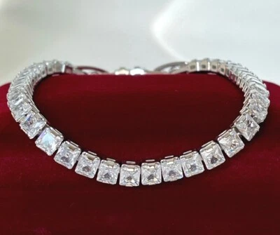 Luxus Armband Tennis Zirkonia Kristalle 750er Weißgold 18K vergoldet 18-19,5 cm - Bild 1 von 4