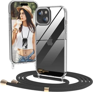 Nupcknn iPhone 15 Clear Case with Lanyard, Soft Silicone Case with Adjustable St - Afbeelding 1 van 7