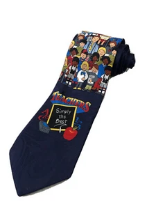 Teachers Simply The Best Steven Harris Neck Tie Hand Made 100% Polyester Blue - Picture 1 of 8
