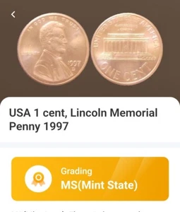1997 D - REVERSE GREASE ERROR - 1C - LINCOLN MEMORIAL CENT #143101 - Picture 1 of 9