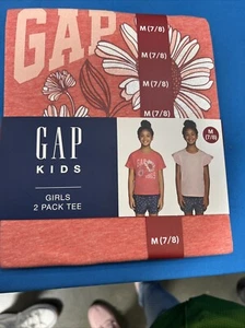 Gap Girls 2 Pack Tee Size M Rose Pink Floral - Picture 1 of 2